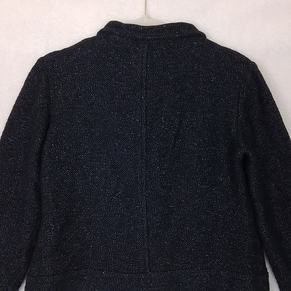 LOFT Casual Off Center Zip Knit Jacket Blazer Size Small Petite in Black, White - Picture 7 of 10